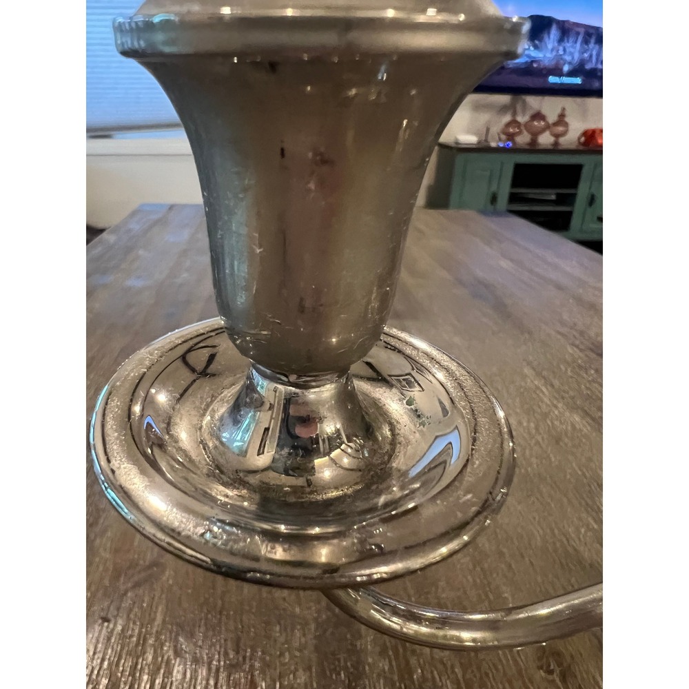 Vintage Silver Plated 3 Light Candelabra Weighted Base Taper Candle Holder - Picture 8 of 10